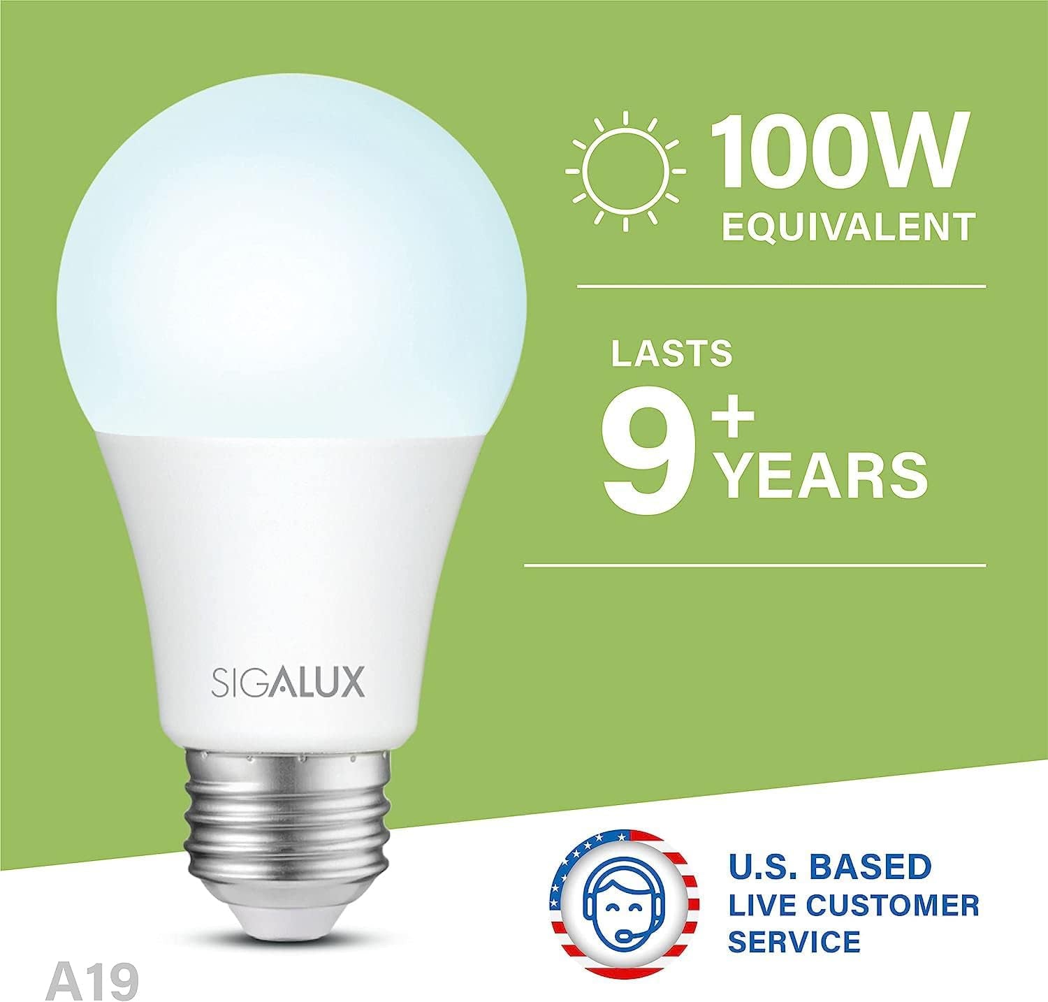 Light Bulbs 100 Watt Equivalent LED Bulbs, A19 Daylight Standard Light Bulbs 5000K White,Non-Dimmable 13W Energy Efficient Light Bulbs with E26 Medium Base,1500Lm,Ul Listed,6 Pack