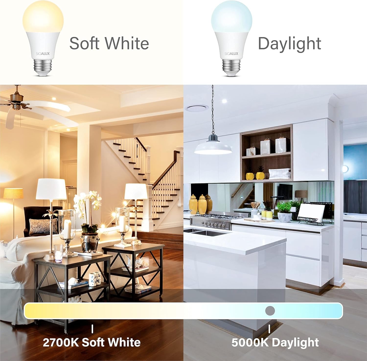Light Bulbs 100 Watt Equivalent LED Bulbs, A19 Daylight Standard Light Bulbs 5000K White,Non-Dimmable 13W Energy Efficient Light Bulbs with E26 Medium Base,1500Lm,Ul Listed,6 Pack
