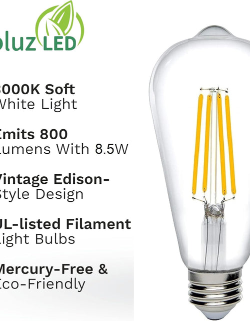 Load image into Gallery viewer, Bioluz Dimmable Edison Light Bulbs - 800 Lumen Soft White 3000K LED Replacement for Incandescent Light Bulbs - 6-Pack Vintage Soft White Light Bulbs for Dimmable Lighting and Soft Lighting

