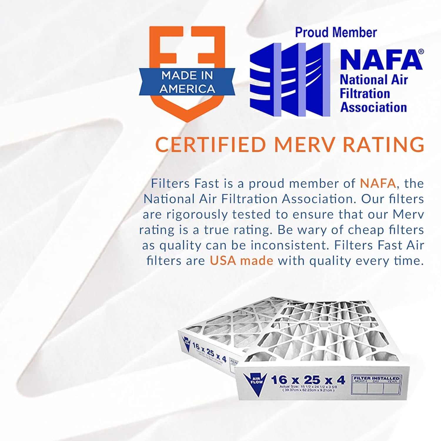 20X20X2 Pleated Air Filter Merv 11, 2 Inch AC Furnace Air Filters, Made in the USA, Actual Size 19.5X19.5X1.75, 6 Pack