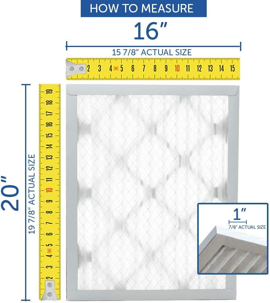 20X20X2 Pleated Air Filter Merv 11, 2 Inch AC Furnace Air Filters, Made in the USA, Actual Size 19.5X19.5X1.75, 6 Pack