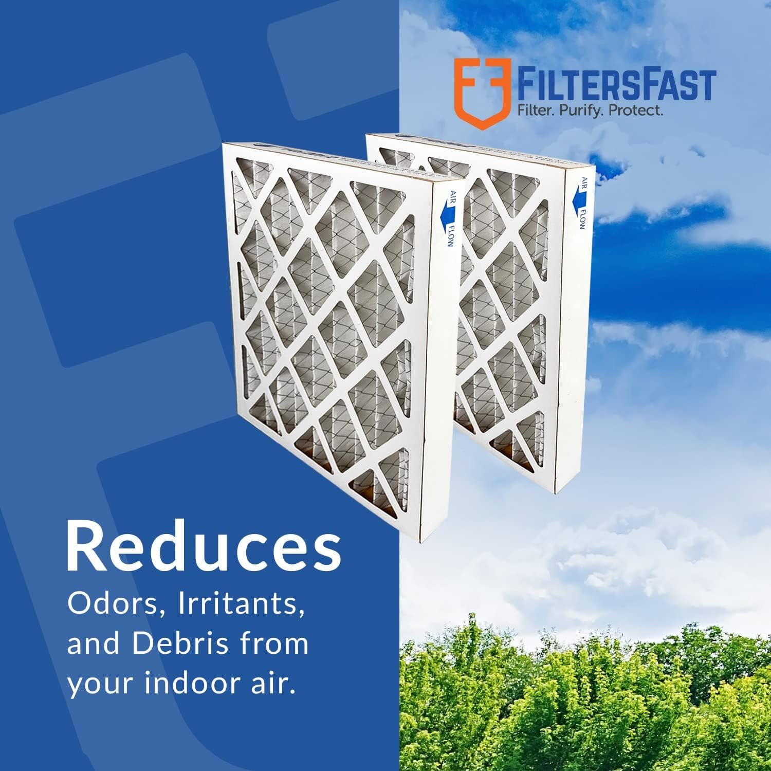 20X20X2 Pleated Air Filter Merv 11, 2 Inch AC Furnace Air Filters, Made in the USA, Actual Size 19.5X19.5X1.75, 6 Pack